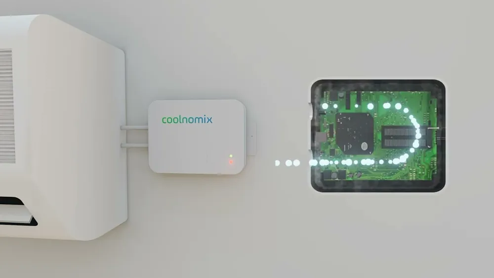 Coolnomix controller fitted to an air-conditioning unit